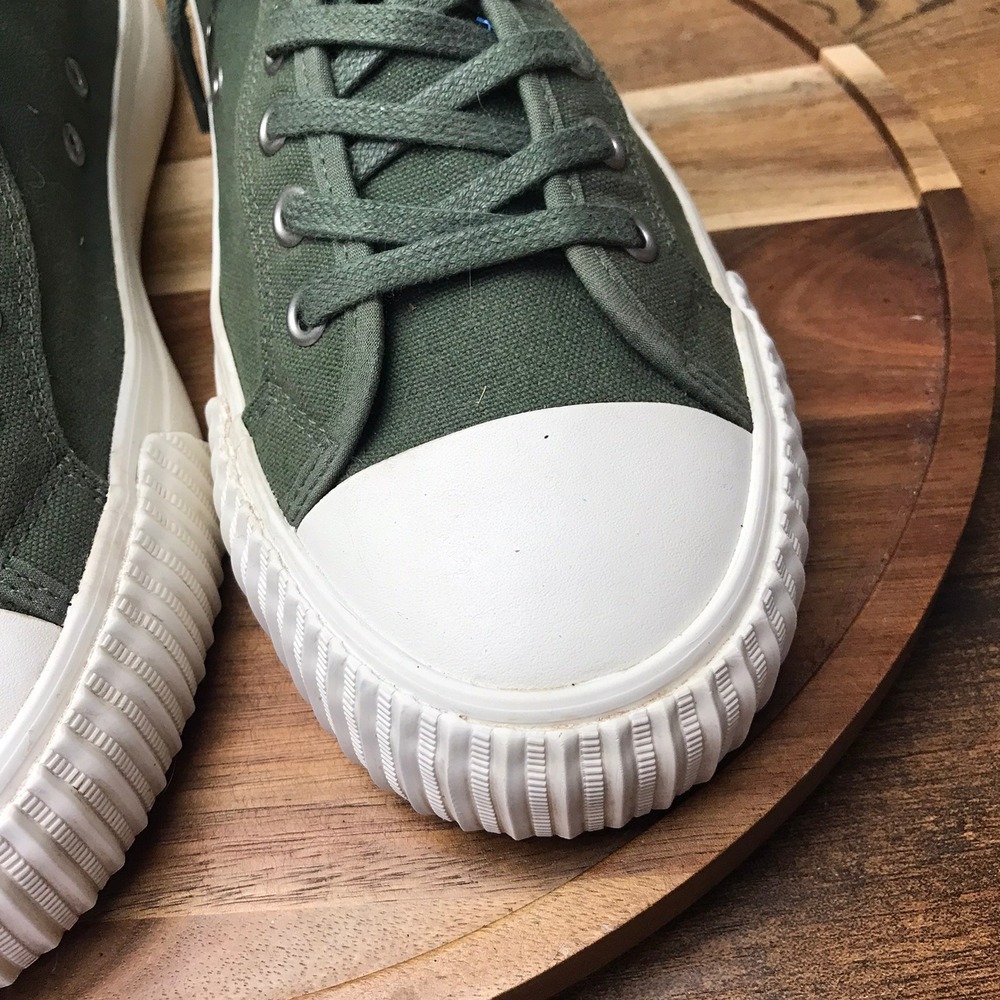 PF Flyers Center Hi Sneakers M 10 W 11.5 Olive Green Canvas High Top Shoes View 6